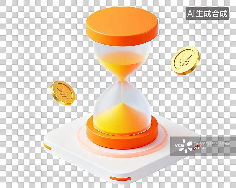 【AI数字艺术】沙漏与金币代表时间与金钱图片素材