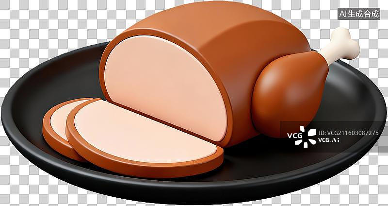 【AI数字艺术】卡通烤鸡切片摆盘图片素材