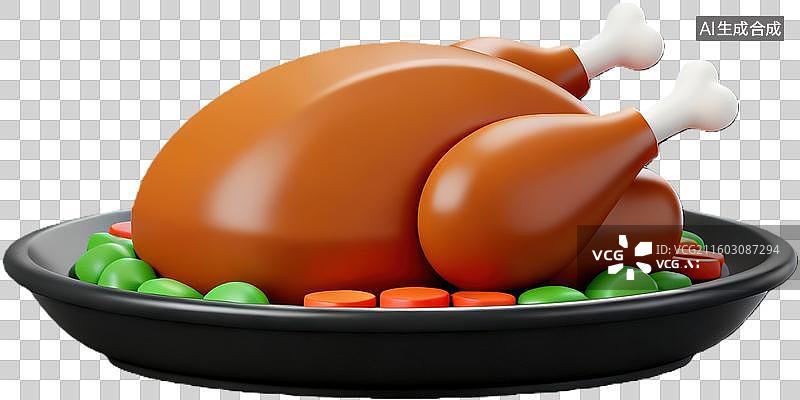 【AI数字艺术】金黄烤鸡配蔬菜图片素材