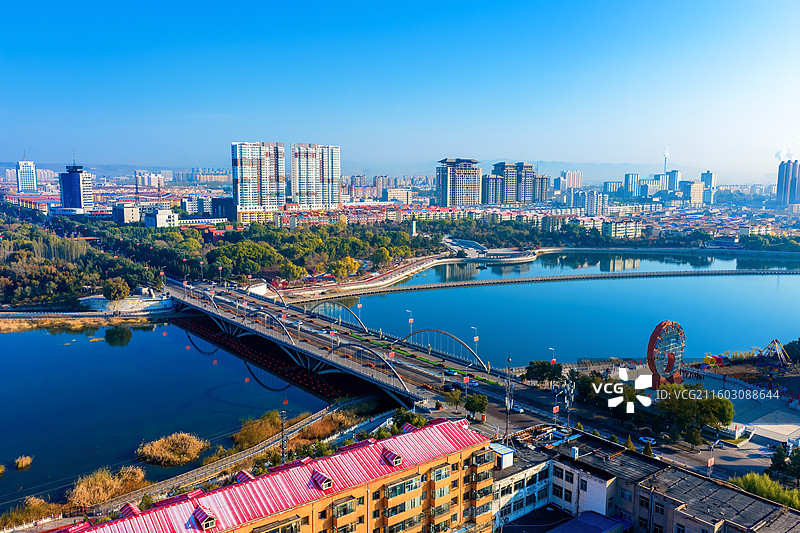 朔州敬德公园航拍图片素材