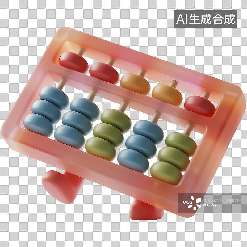 【AI数字艺术】算盘3D卡通立体质感清新插画元素图片素材