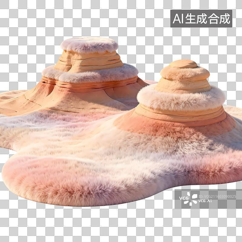 【AI数字艺术】雅丹地貌山丘3D卡通立体质感清新插画元素图片素材