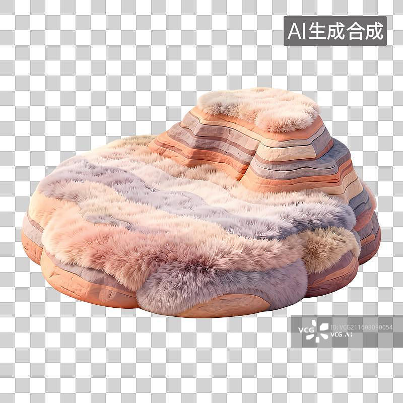 【AI数字艺术】雅丹地貌山丘3D卡通立体质感清新插画元素图片素材