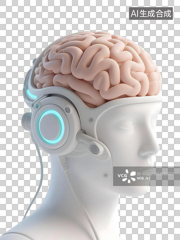 【AI数字艺术】AIGC：3D脑机接口，科技，人工智能，元素，免抠图形图片素材