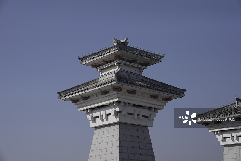 卤阳湖大门古建筑塔楼图片素材