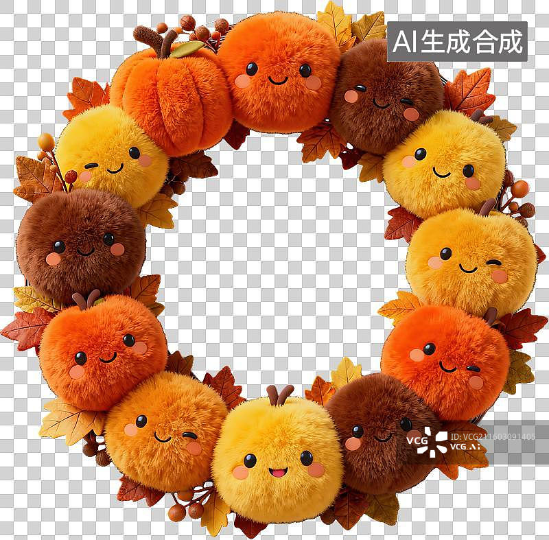【AI数字艺术】可爱南瓜花环秋季装饰图片素材