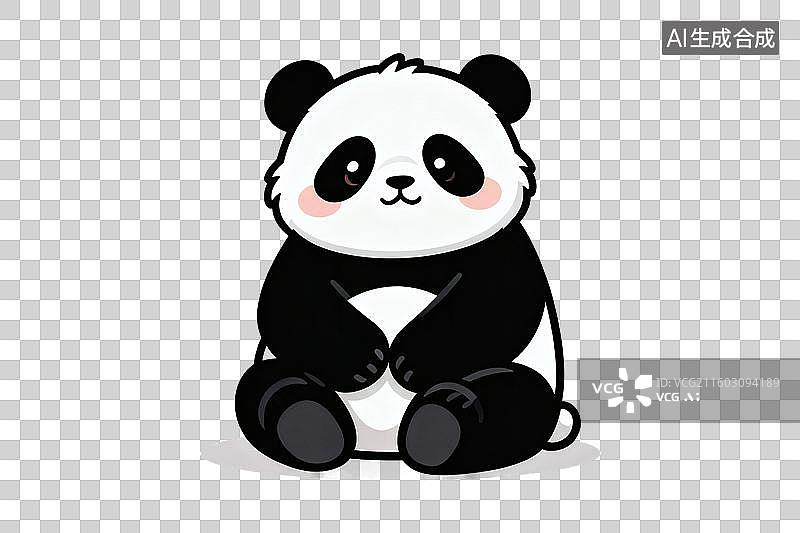 【AI数字艺术】卡通风格，一只可爱的大熊猫PNG格式的免扣元素图片素材