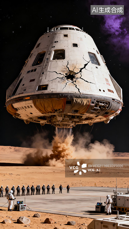 【AI数字艺术】航天器着陆壮观场景图片素材