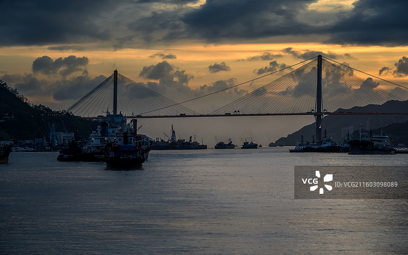 【汀九大桥夕阳】图片素材