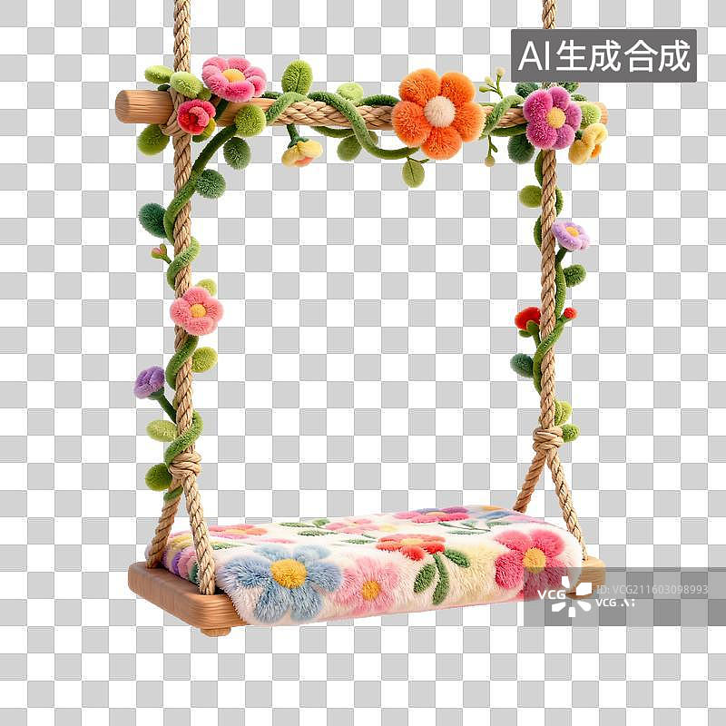 【AI数字艺术】花卉装饰的秋千图片素材