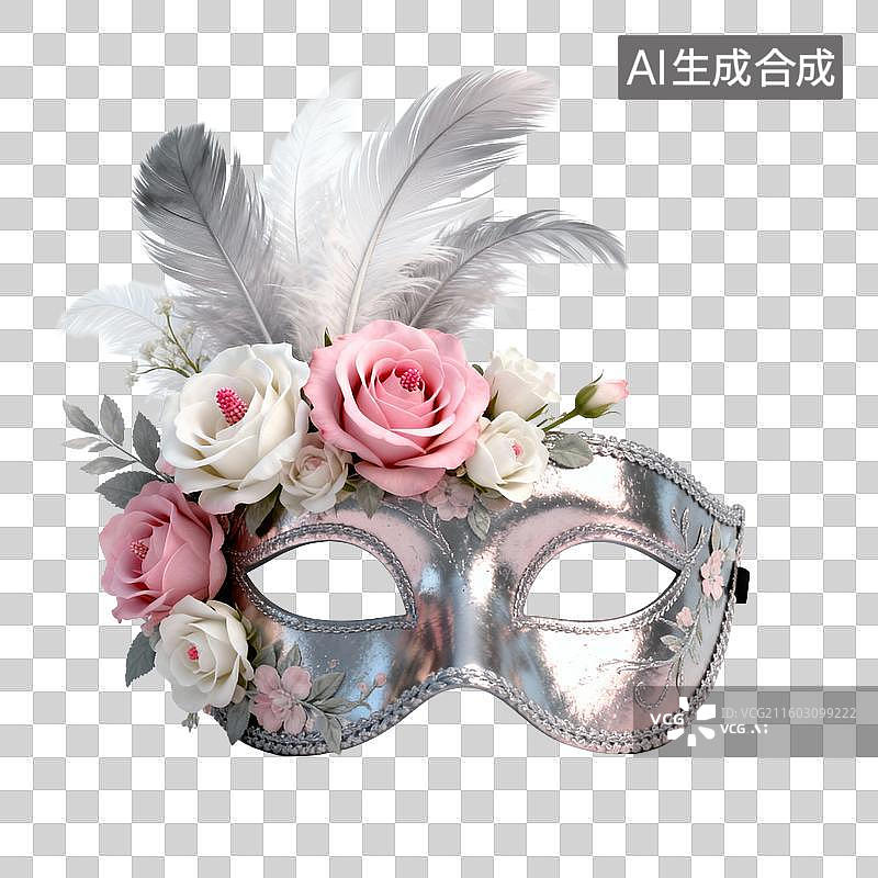 【AI数字艺术】华丽羽毛花卉面具图片素材