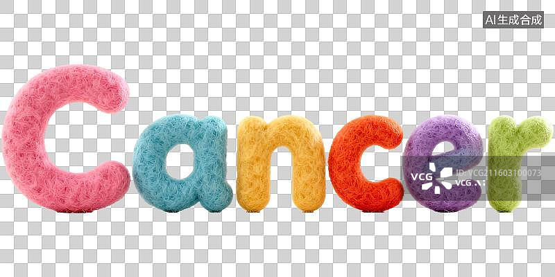 【AI数字艺术】巨蟹座 12星座水象星座英文单词字母拼写 3D卡通立体手工针织毛毡风格棉花毛绒玩具创意设计透明无背景图片素材