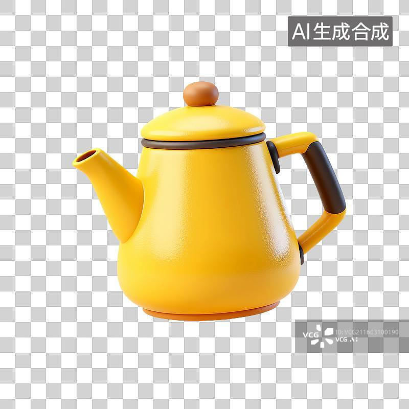 【AI数字艺术】3D渲染，茶壶，手冲咖啡壶，手冲咖啡，下午茶，免抠元素图片素材