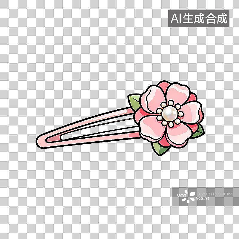 【AI数字艺术】粉色花朵发夹图片素材