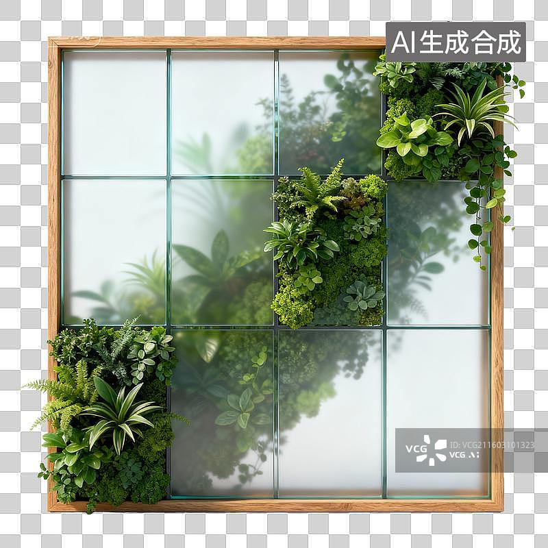 【AI数字艺术】垂直花园窗框设计图片素材
