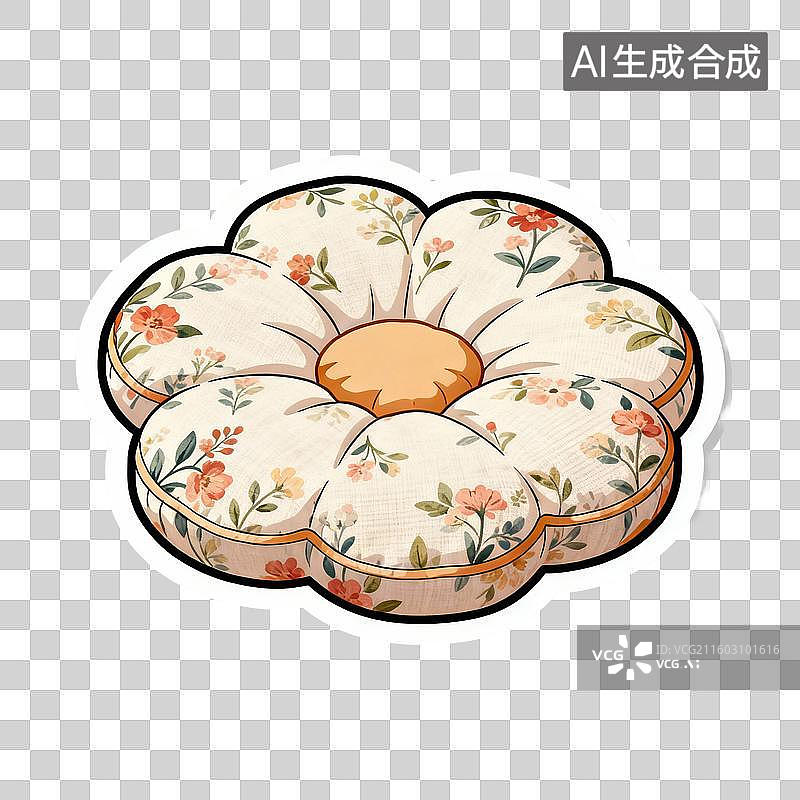 【AI数字艺术】花卉图案花瓣形坐垫图片素材