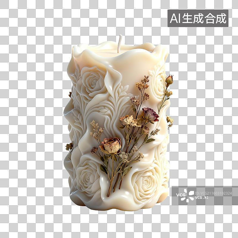 【AI数字艺术】精美玫瑰浮雕蜡烛装饰图片素材