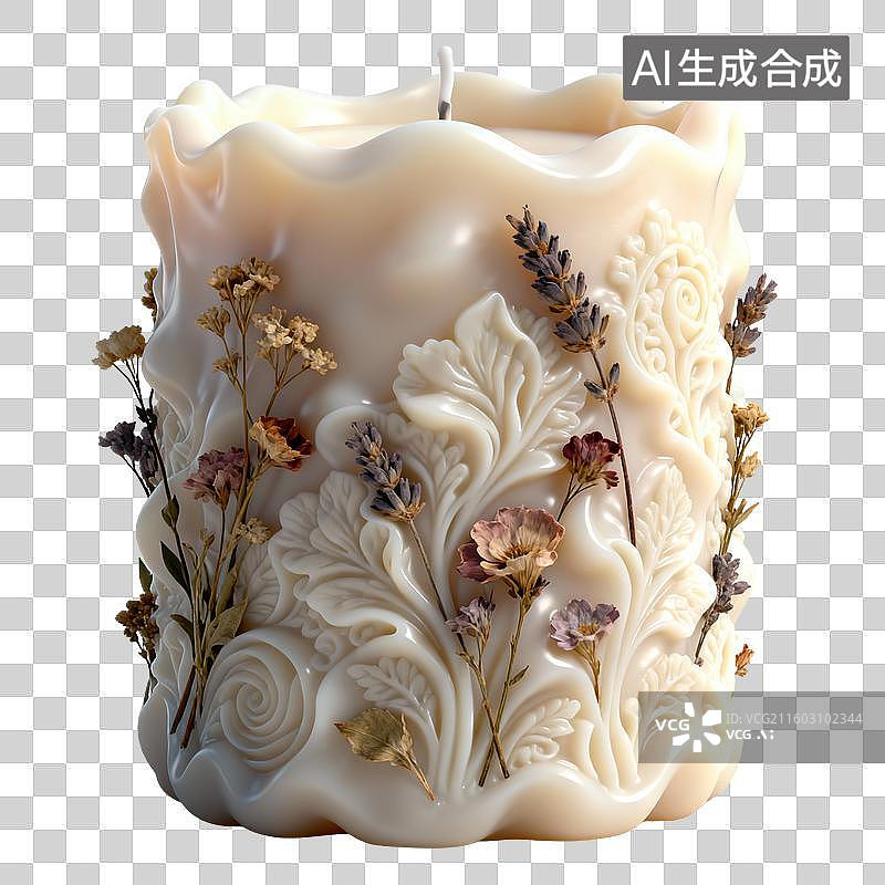 【AI数字艺术】精美浮雕花卉香薰蜡烛图片素材