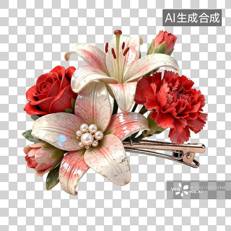 【AI数字艺术】精美的花卉发夹装饰图片素材