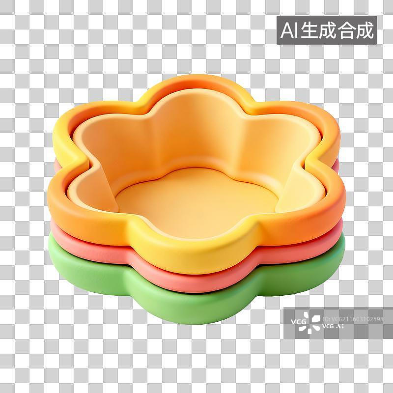 【AI数字艺术】彩色花朵形状的叠放硅胶模具图片素材