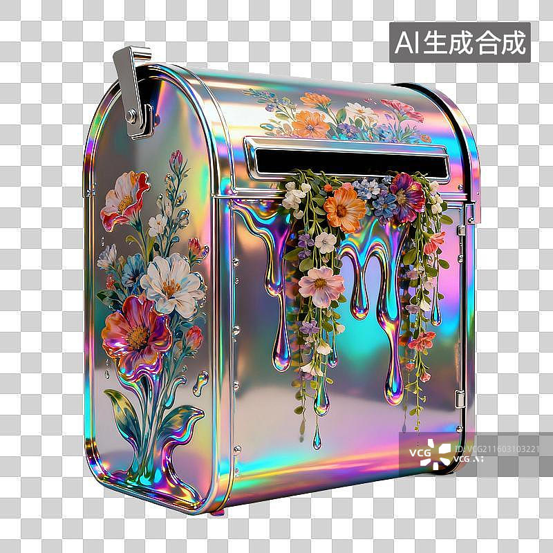 【AI数字艺术】彩虹花卉邮筒图片素材