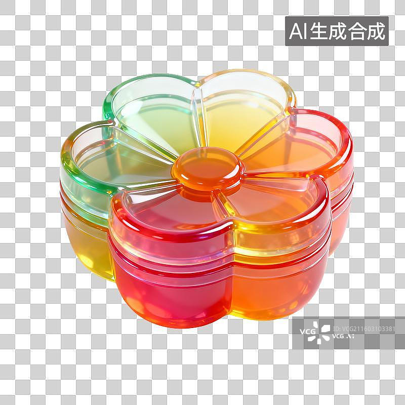 【AI数字艺术】彩色花瓣形分格收纳盒图片素材