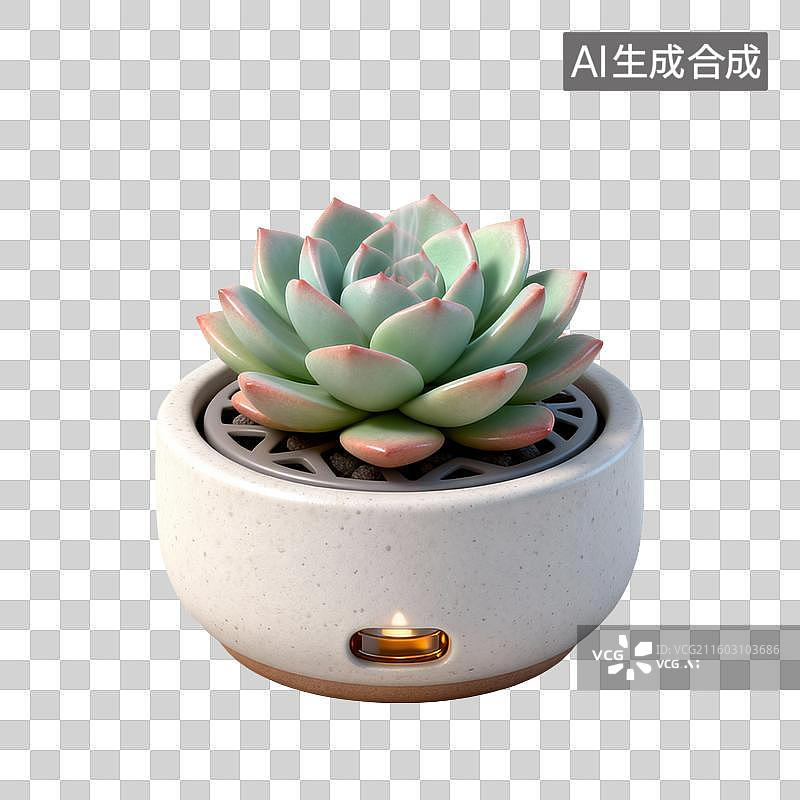 【AI数字艺术】多肉植物香薰灯图片素材