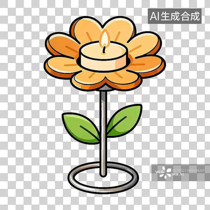 【AI数字艺术】花朵形状的蜡烛台图片素材