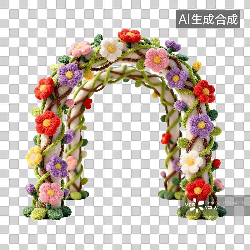 【AI数字艺术】彩色花朵拱门装饰图片素材