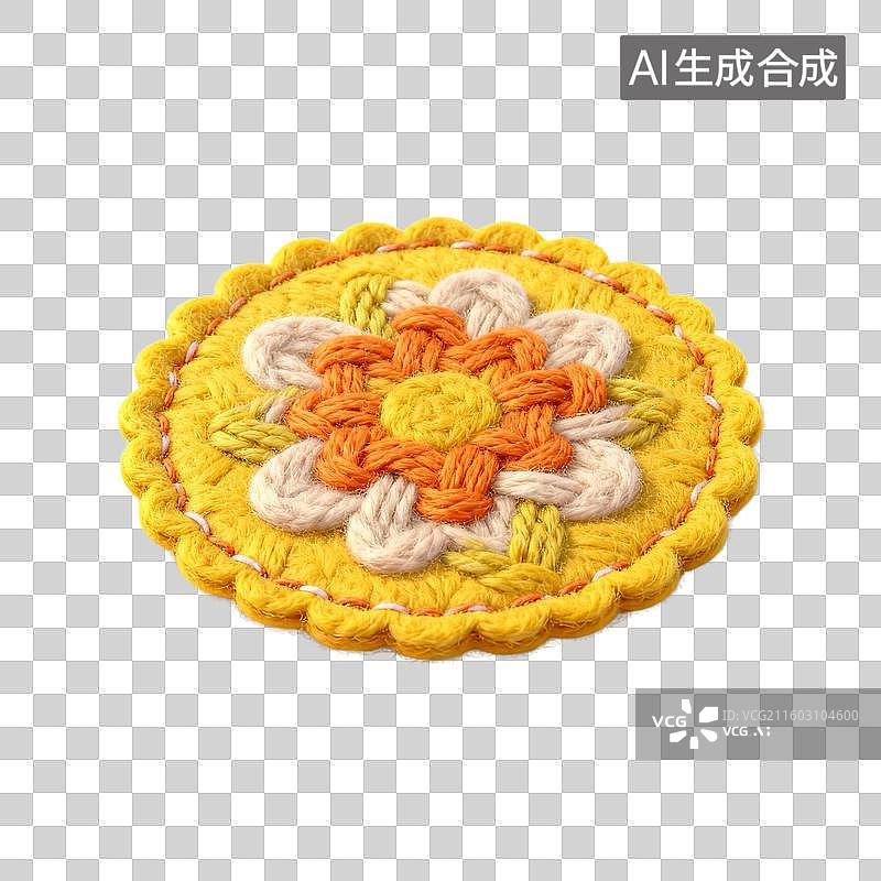 【AI数字艺术】手工钩针编织花朵图案装饰品图片素材