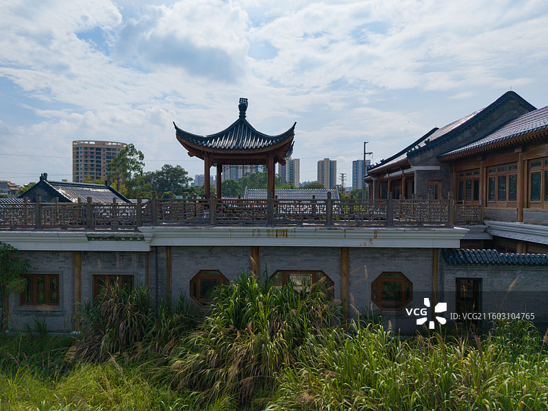 广东省河源市，李河君首富，四合院，豪宅，建筑航拍！图片素材