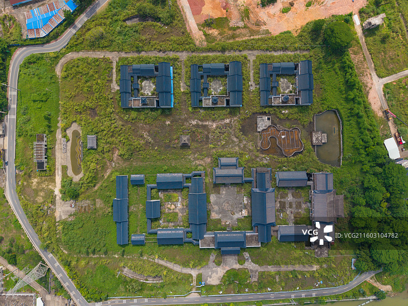 广东省河源市，李河君首富，四合院，豪宅，建筑航拍！图片素材