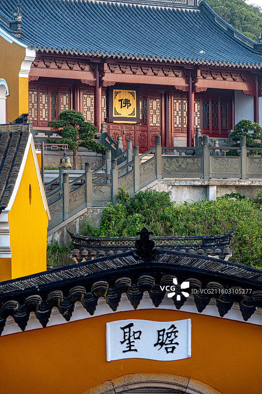 普陀山海天佛国 瞻圣门 瞻圣阁 梵音古洞 梵音洞 普陀十二胜景图片素材