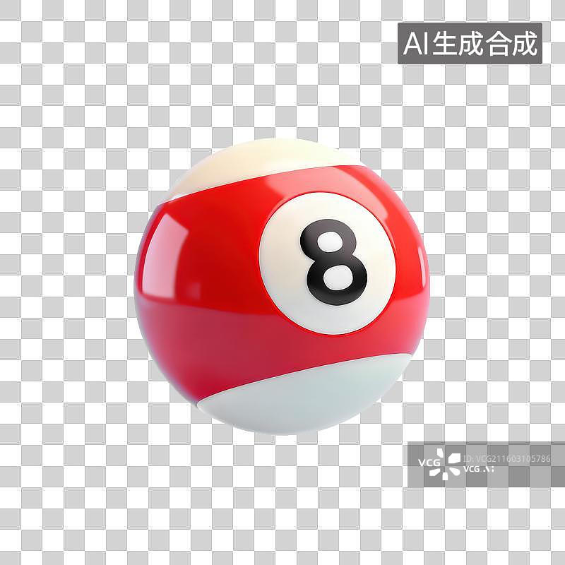 【AI数字艺术】3D渲染免抠图形元素运动主题卡通台球桌球图片素材