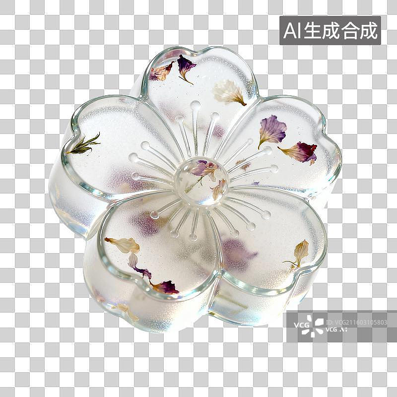 【AI数字艺术】樱花造型透明玻璃分格盘图片素材