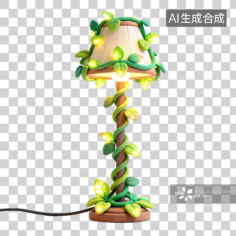 【AI数字艺术】藤蔓装饰台灯图片素材