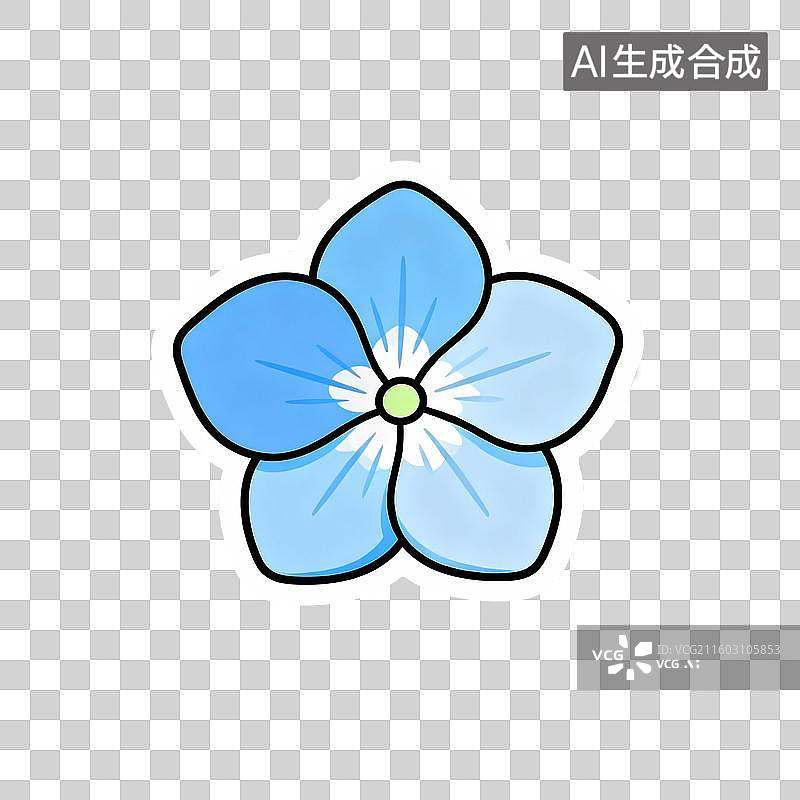 【AI数字艺术】蓝色五瓣花图标图片素材