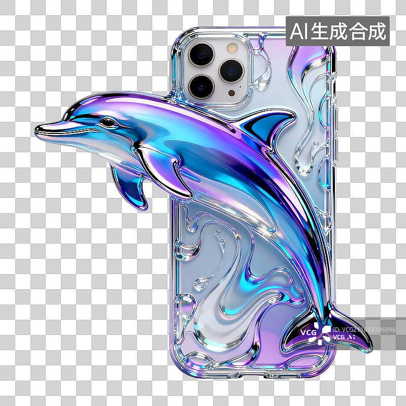 【AI数字艺术】炫彩海豚图案手机壳图片素材