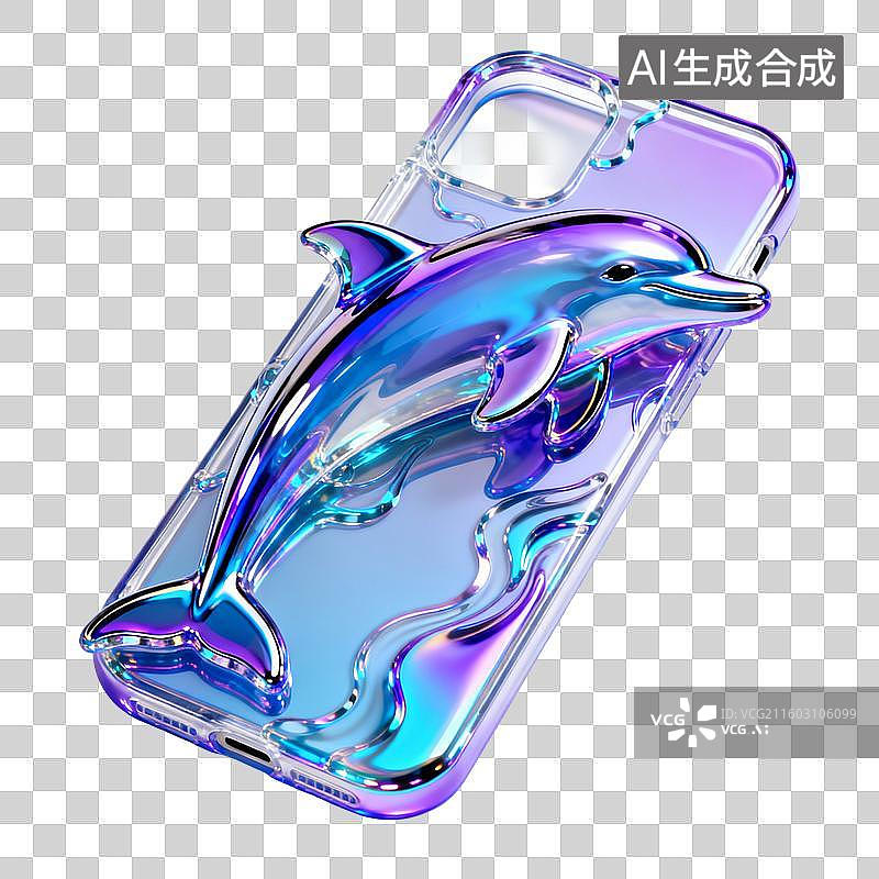 【AI数字艺术】炫彩海豚图案手机壳图片素材