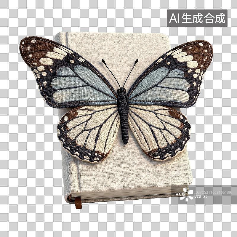 【AI数字艺术】蝴蝶栖息在书本上的静谧画面图片素材