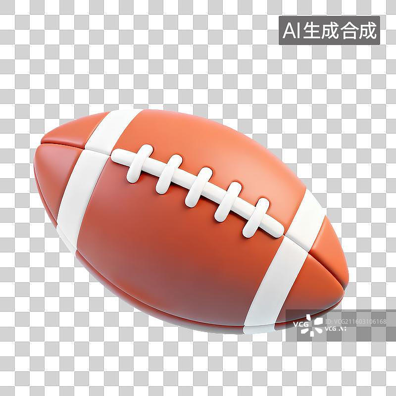 【AI数字艺术】3D渲染免抠图形元素运动主题卡通橄榄球图片素材