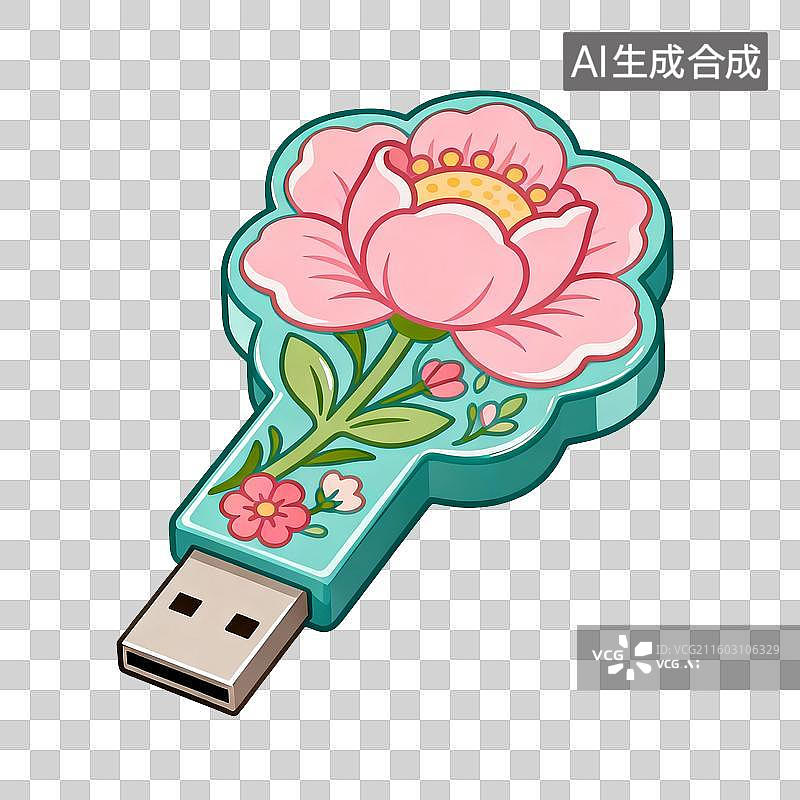 【AI数字艺术】花卉图案的USB闪存盘图片素材