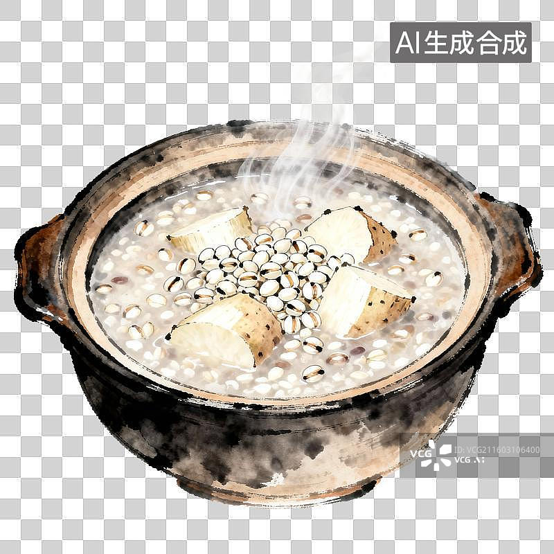 【AI数字艺术】热气腾腾的砂锅粥图片素材