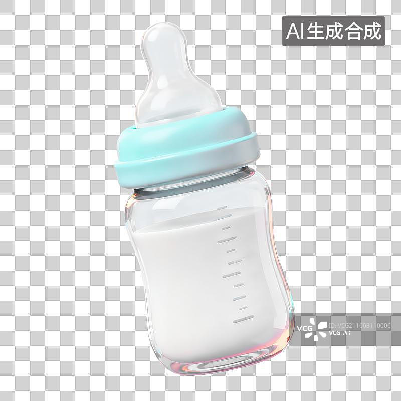 【AI数字艺术】3D渲染免抠图形元素母婴用品卡通奶瓶图片素材