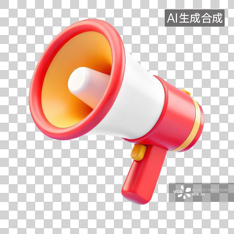 【AI数字艺术】3D渲染免抠图形元素卡通扩音器喇叭图片素材