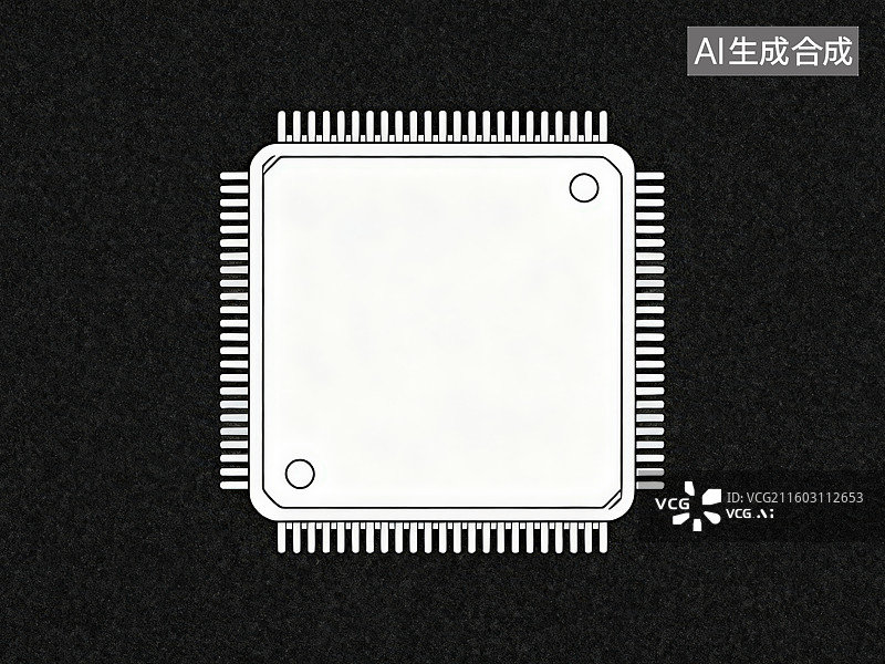 【AI数字艺术】黑色背景下的黑白线条画计算机电脑晶圆芯片图片素材