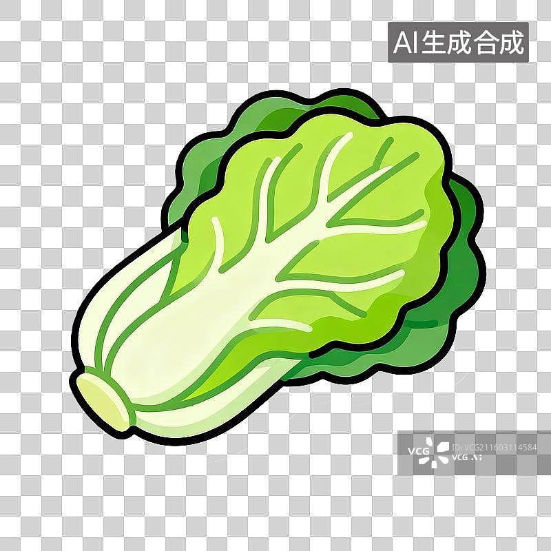 【AI数字艺术】彩色鲜亮的白菜扁平插画元素图片素材