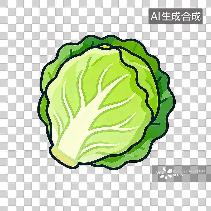 【AI数字艺术】彩色鲜亮的白菜扁平插画元素图片素材