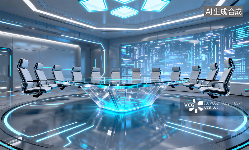 【AI数字艺术】未来科技会议室图片素材