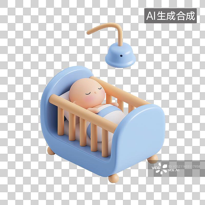 【AI数字艺术】婴儿睡在婴儿床里图片素材